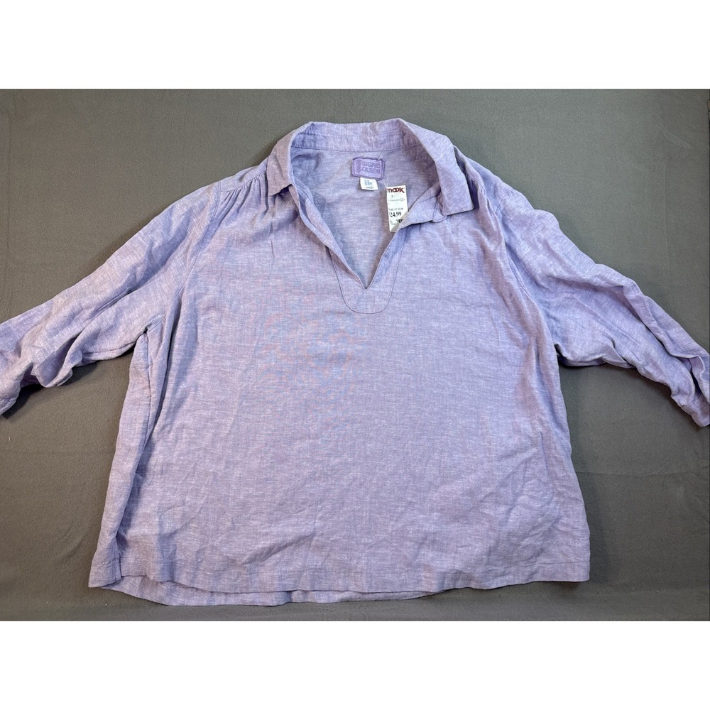 Sigrid Olsen V-Neck Blouse Lilac Sz 2X Mew w/Tag